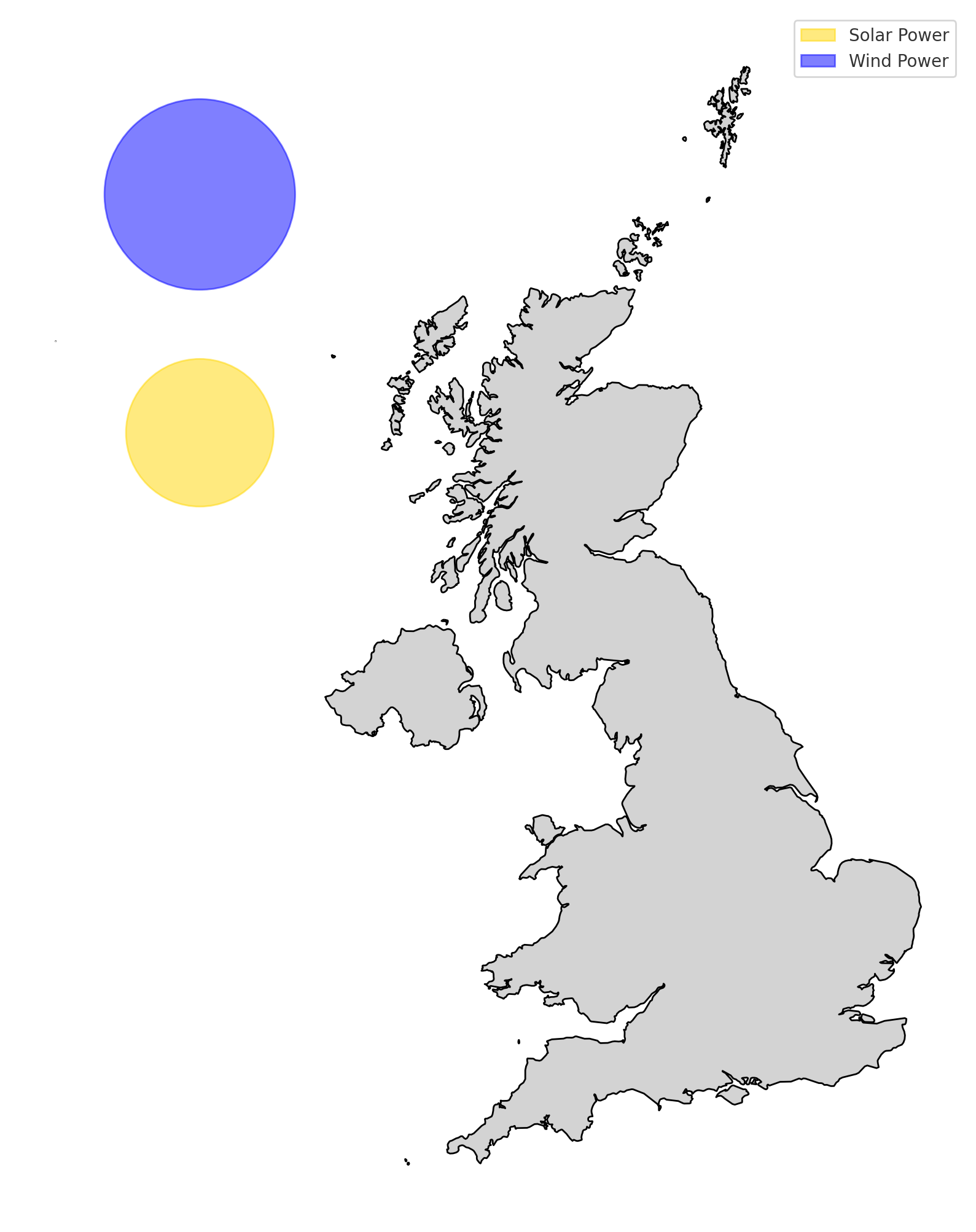 A map of the UK with the space efuel aviation fuel would require superimposed on top.